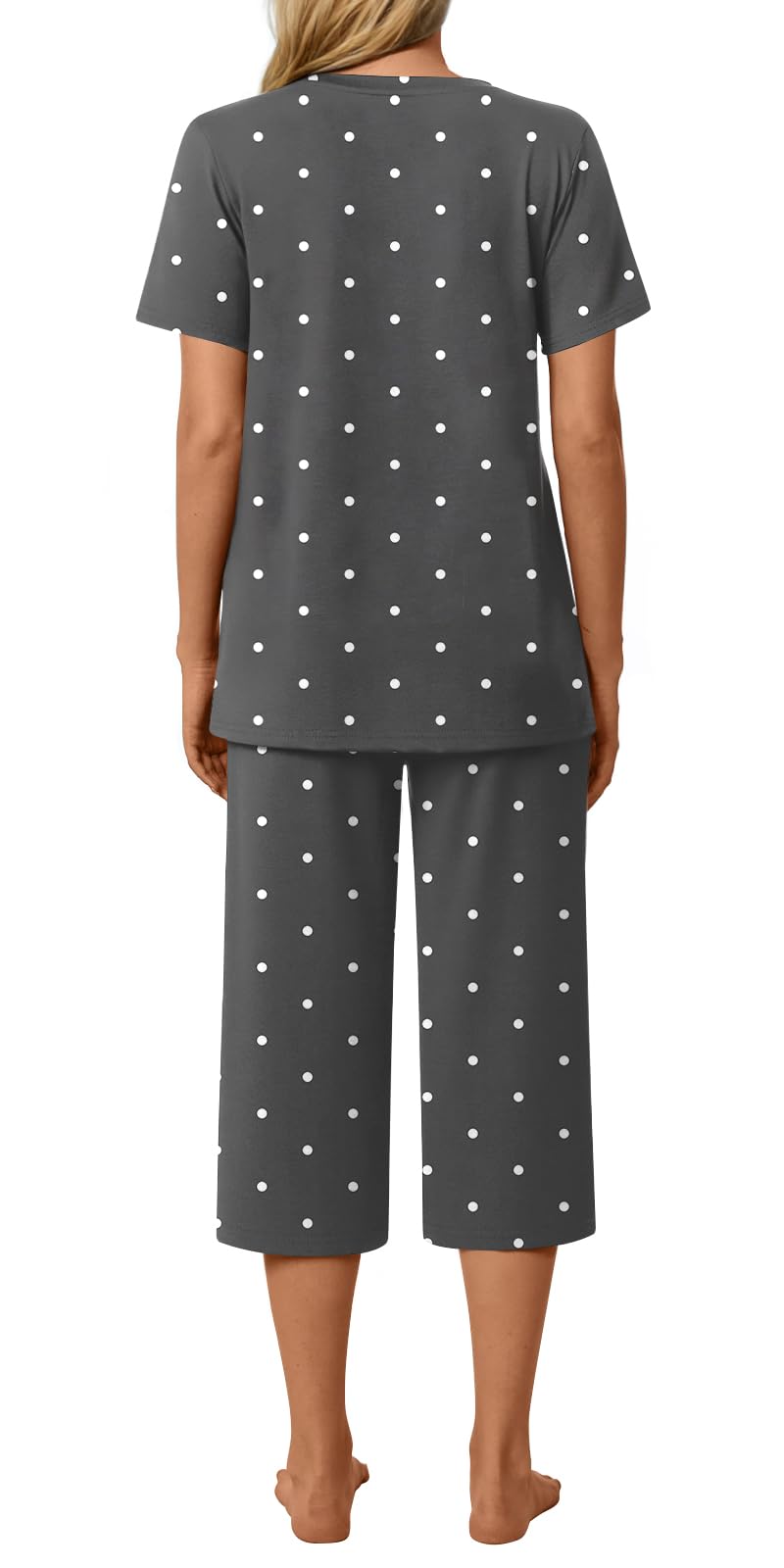 syoss Womens Pajamas Set 2 Piece Pj Sets Summer Loungewear Soft Capri Sleepwear With Pockets - Image 3